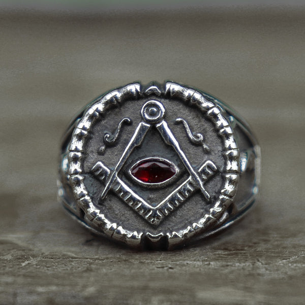 Men 39’s Retro Freemason Symbol Stainless Steel Ring