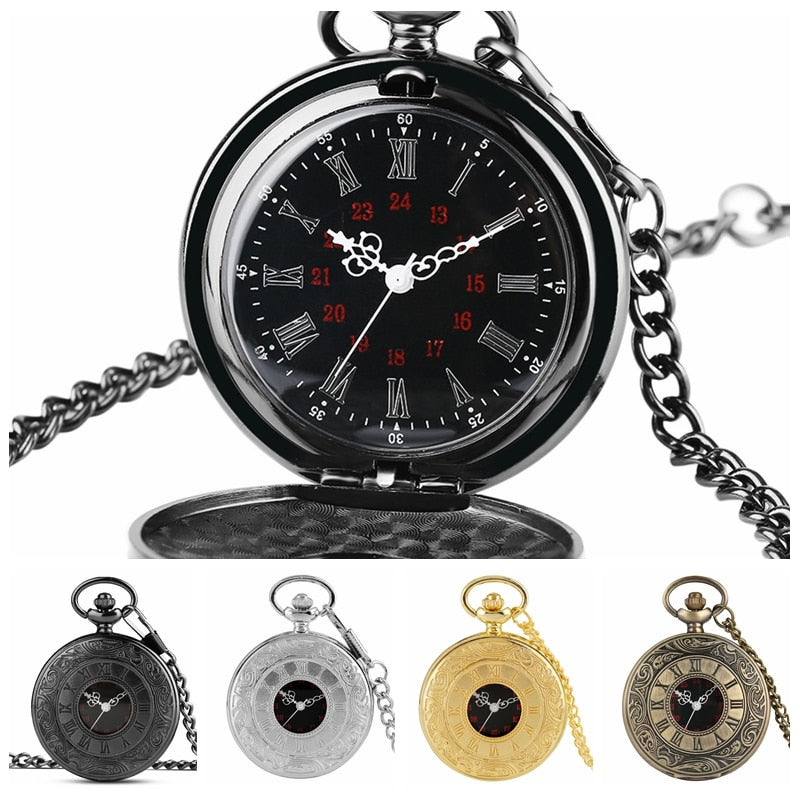 Antique Retro Roman Numeral Display Quartz Pocket Watch