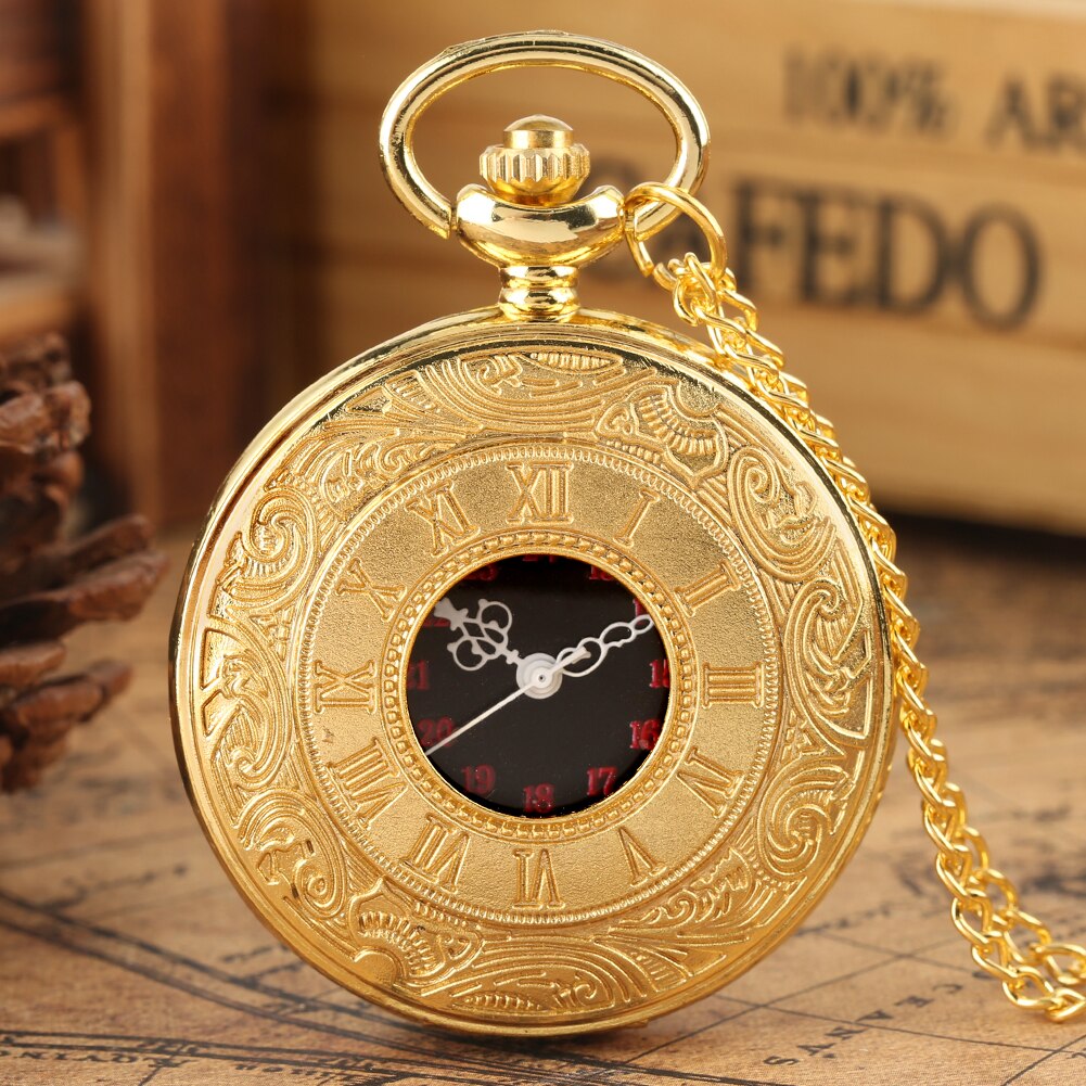 Antique Retro Roman Numeral Display Quartz Pocket Watch