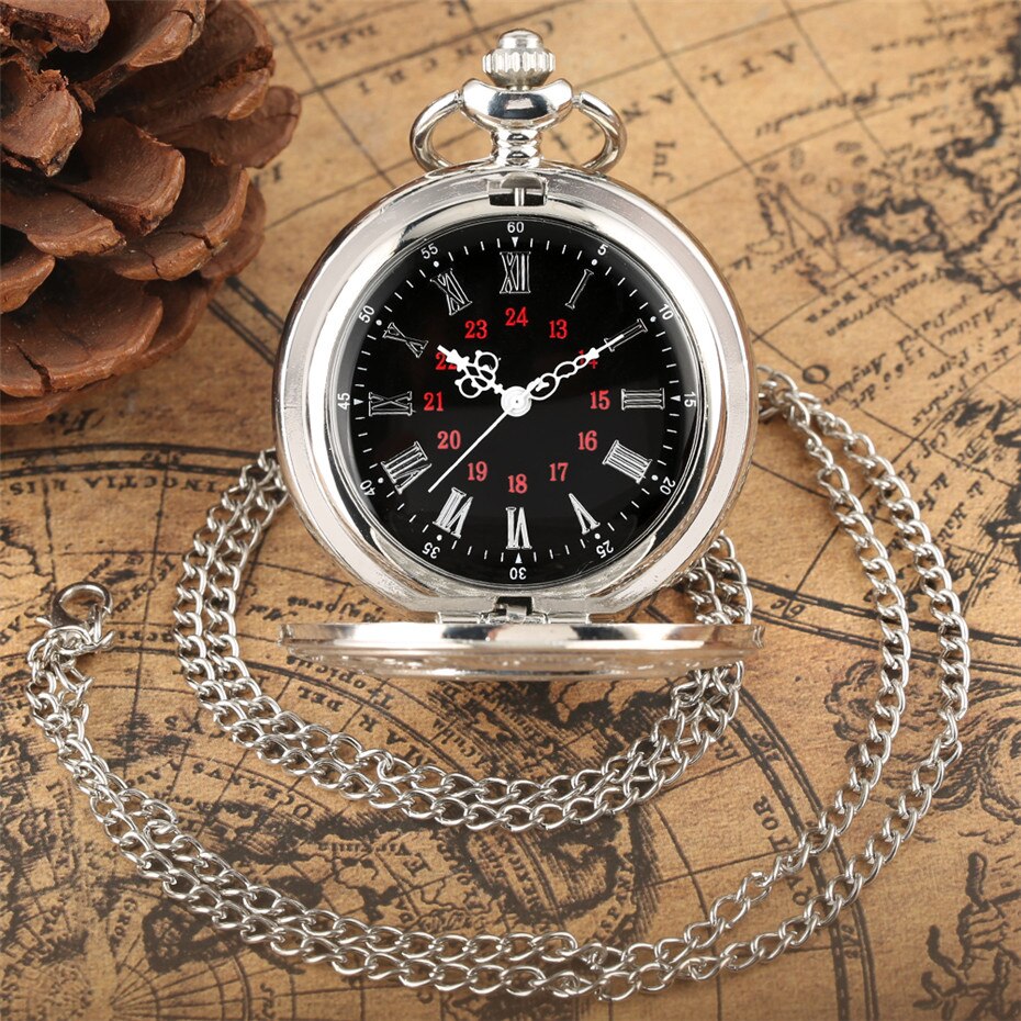 Antique Retro Roman Numeral Display Quartz Pocket Watch