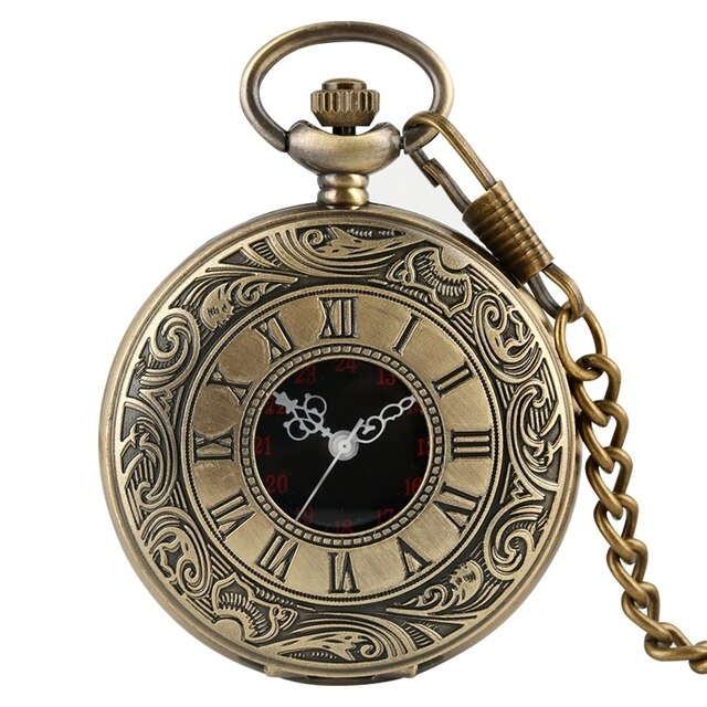 Antique Retro Roman Numeral Display Quartz Pocket Watch