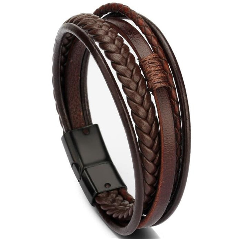 Men Stainless Steel Multilayer Braided Rope Bracelets