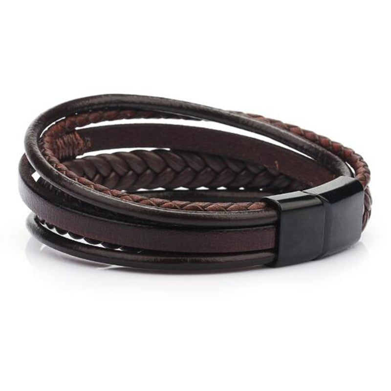 Men Stainless Steel Multilayer Braided Rope Bracelets