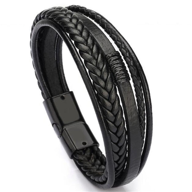 Men Stainless Steel Multilayer Braided Rope Bracelets