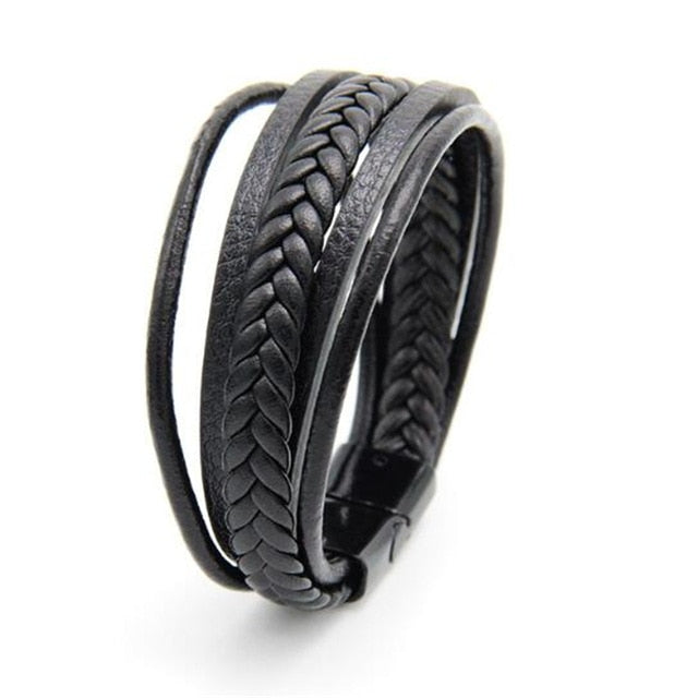Men Stainless Steel Multilayer Braided Rope Bracelets