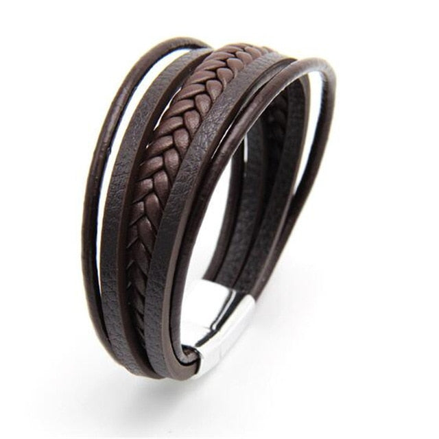 Men Stainless Steel Multilayer Braided Rope Bracelets