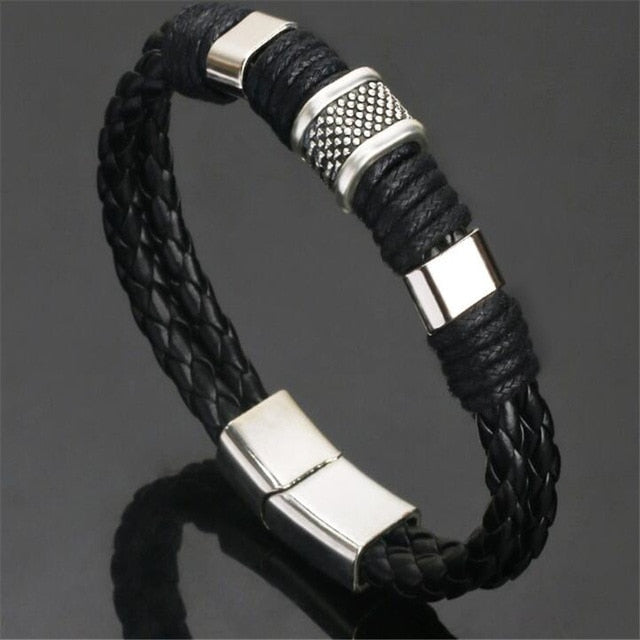 Men Stainless Steel Multilayer Braided Rope Bracelets