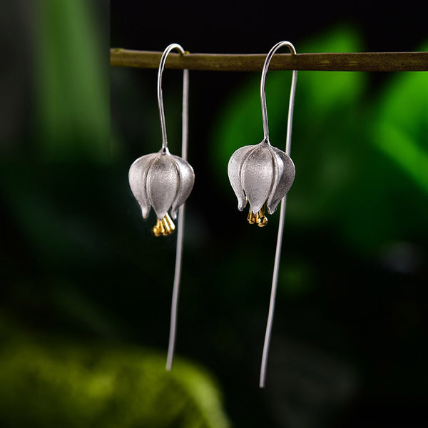 Pendientes colgantes de tulipán con amor eterno