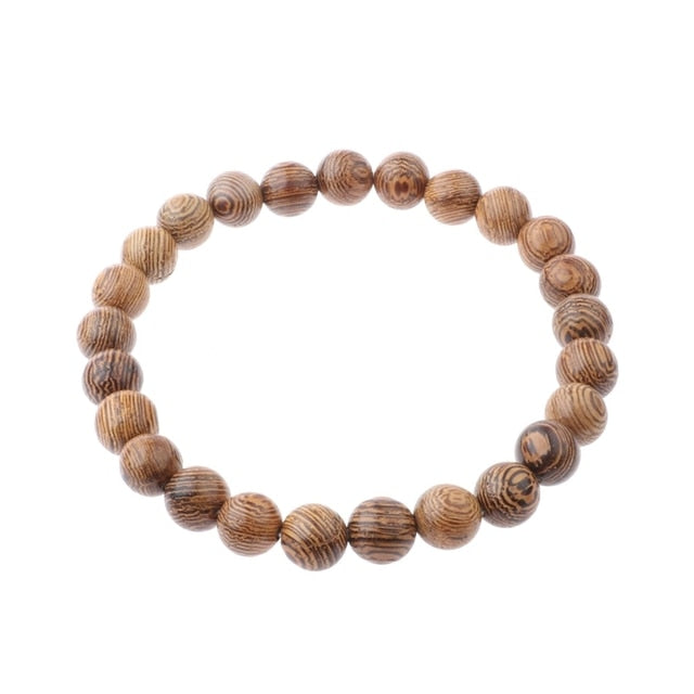 8mm Cylinder&Round Yoga Meditation Wood Beaded Bracelet