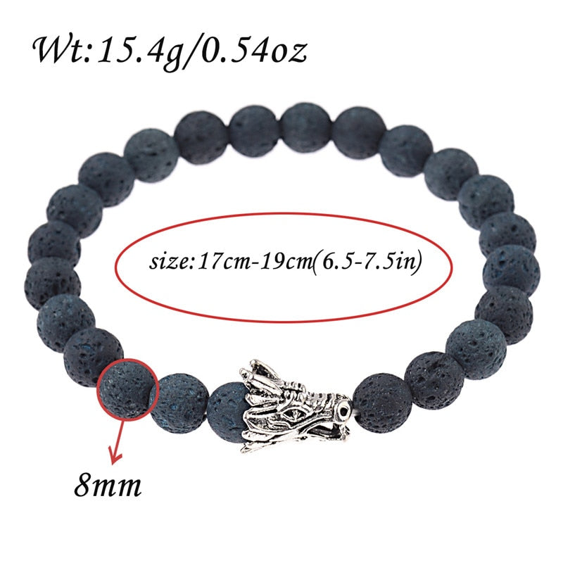 Natural Stone Beads Men's Dragon Bracelet Set