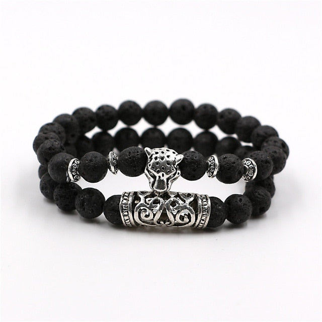 Natural Stone Beads Men's Dragon Bracelet Set