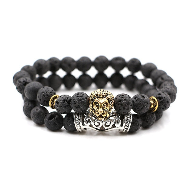 Natural Stone Beads Men's Dragon Bracelet Set