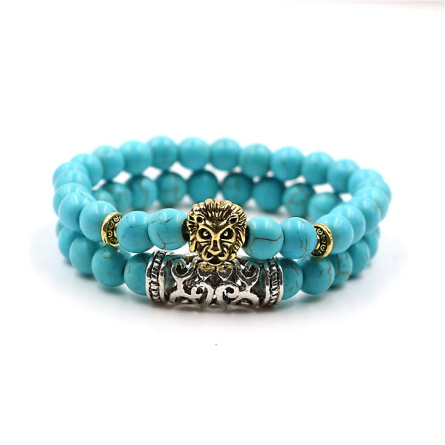 Natural Stone Beads Men's Dragon Bracelet Set