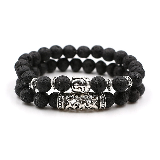 Natural Stone Beads Men's Dragon Bracelet Set