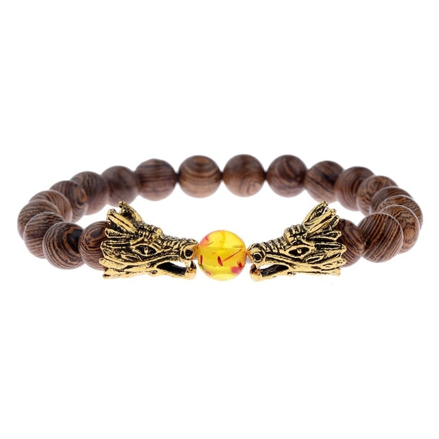 Natural Stone Beads Men's Dragon Bracelet Set