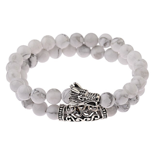 Natural Stone Beads Men's Dragon Bracelet Set