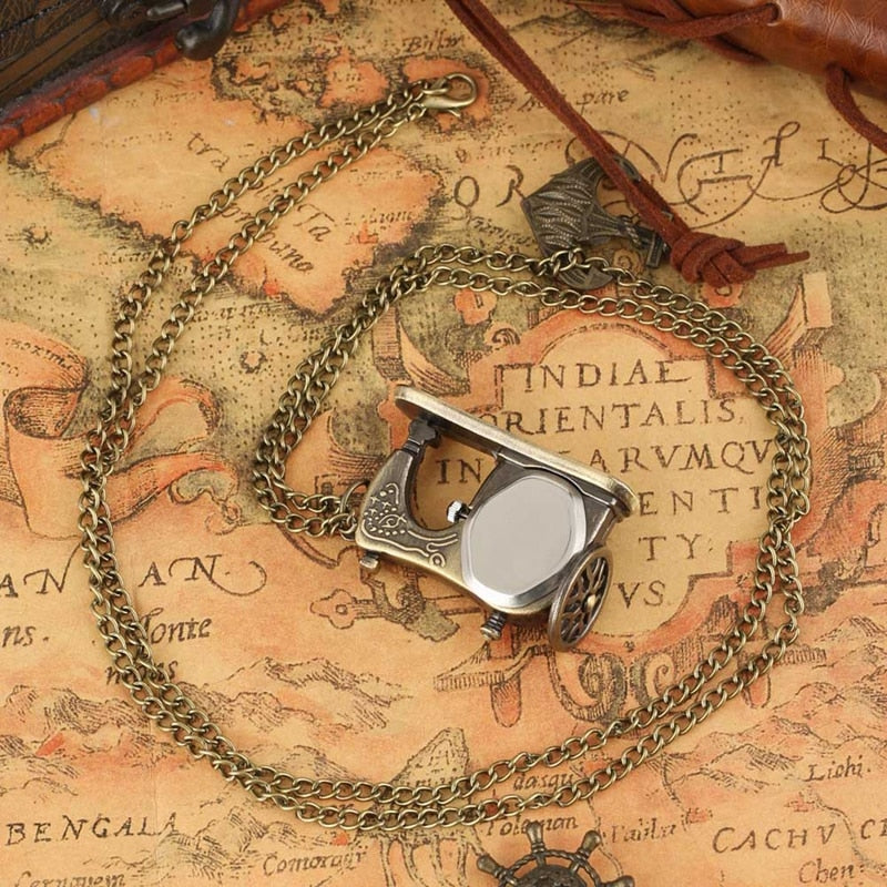 Antique Sewing Machine Quartz Pocket Watch