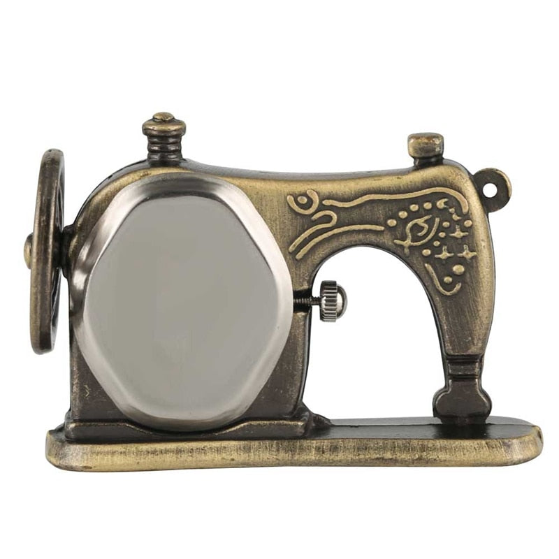 Antique Sewing Machine Quartz Pocket Watch