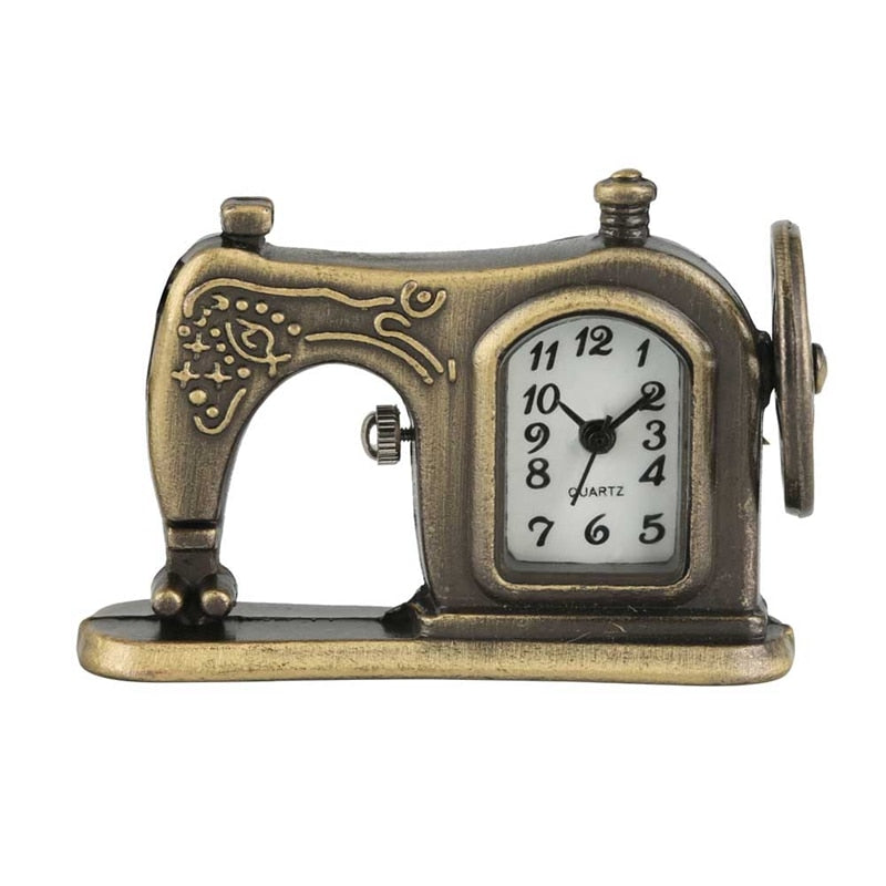 Antique Sewing Machine Quartz Pocket Watch