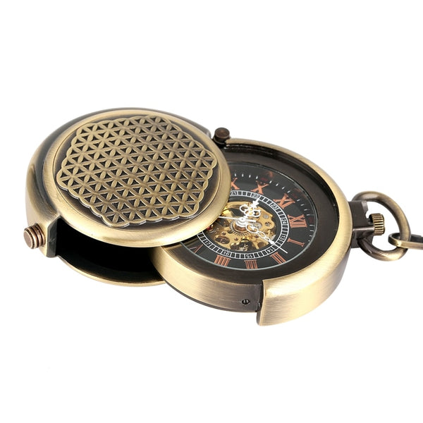 Reloj de cuerda manual con tapa hueca, estilo antiguo retro, único, con doble plato giratorio