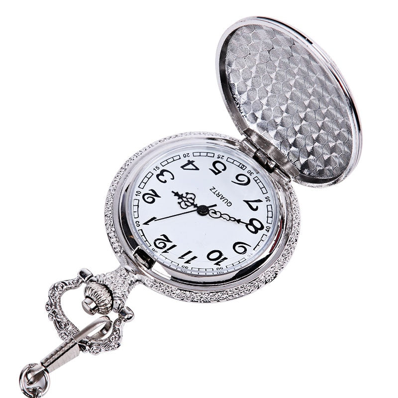 Retro silver large sailing boat smooth sailing boat pocket watch