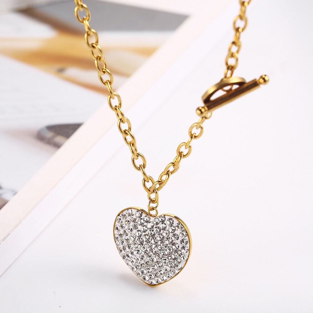 Stainless steel   Heart Necklace Earrings Jewelry Set