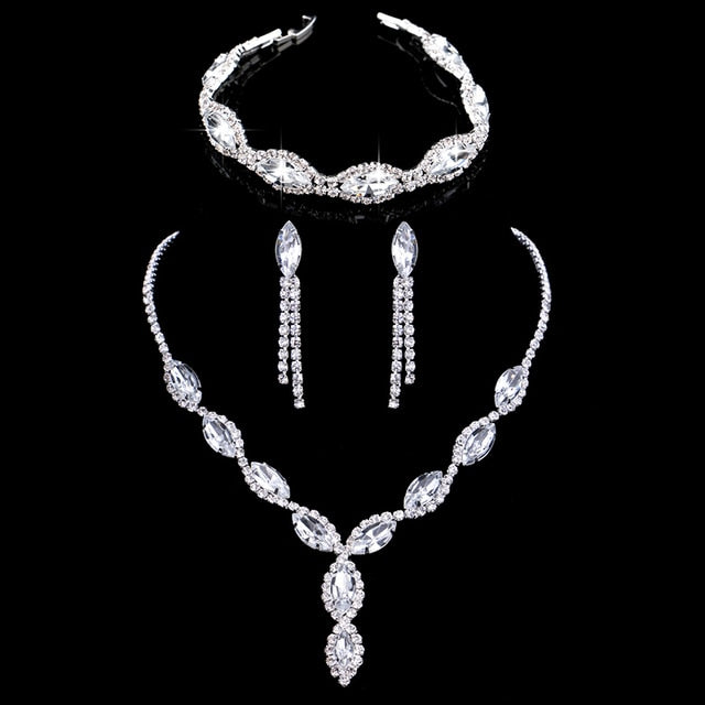 Elegant Royal Blue Crystal Wedding Jewelry Sets