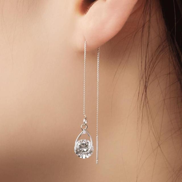 Long Drop Rhinestone Tassel Dangle Earrings