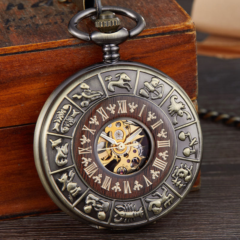 Solid Wood Mechanical Pocket Watch