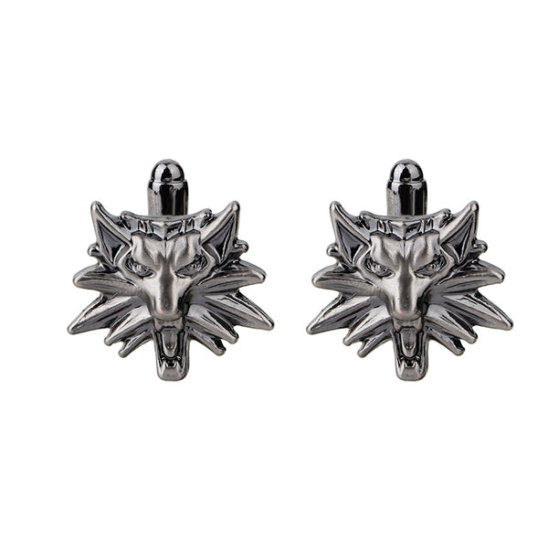 Gemelos vintage con cabeza de lobo