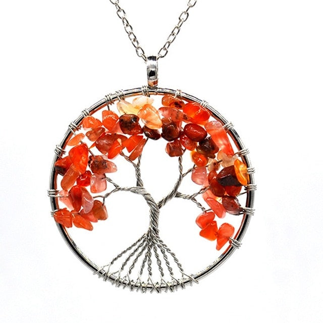 Natural Stone Tree of Life pendulum Pendant Necklace