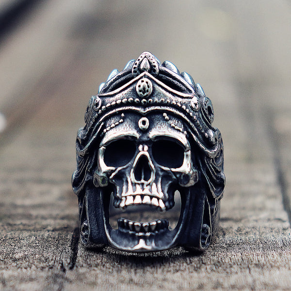 Mens Boys Mahakali Helmet Skull Biker Rings