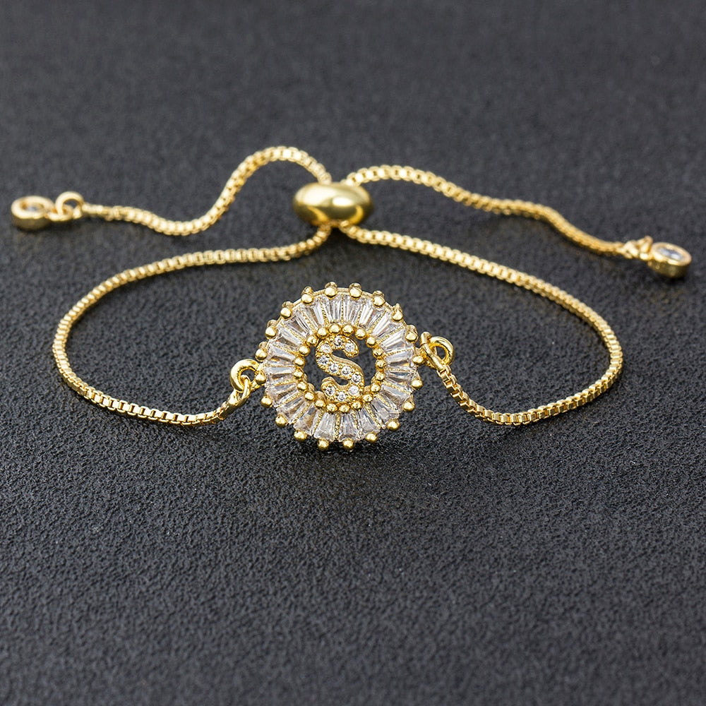 Setting Cubic Zircon Letter Bracelets