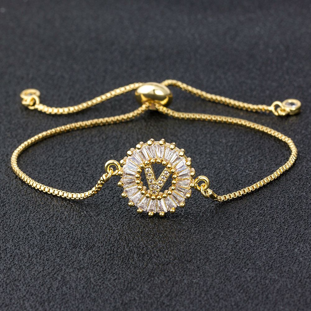 Setting Cubic Zircon Letter Bracelets
