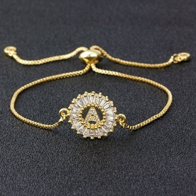 Setting Cubic Zircon Letter Bracelets
