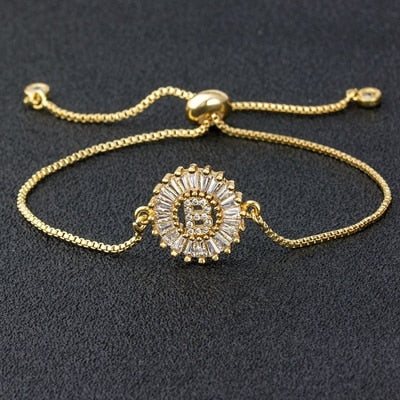 Setting Cubic Zircon Letter Bracelets