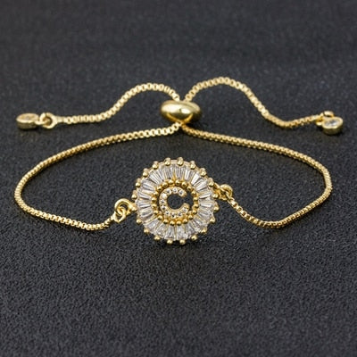 Setting Cubic Zircon Letter Bracelets