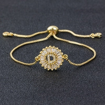 Setting Cubic Zircon Letter Bracelets