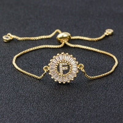 Setting Cubic Zircon Letter Bracelets