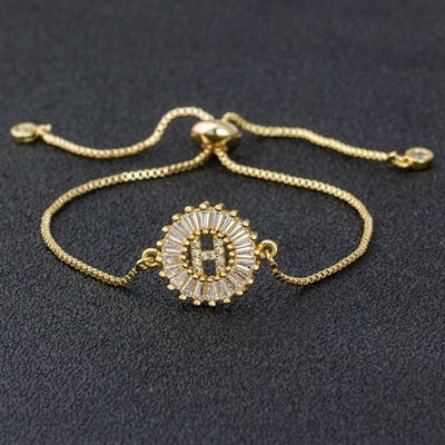 Setting Cubic Zircon Letter Bracelets