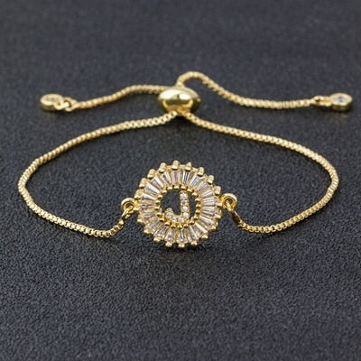Setting Cubic Zircon Letter Bracelets