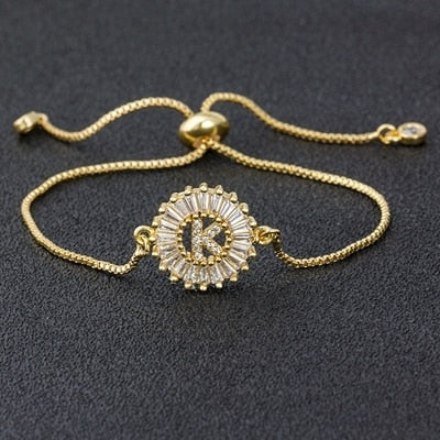 Setting Cubic Zircon Letter Bracelets