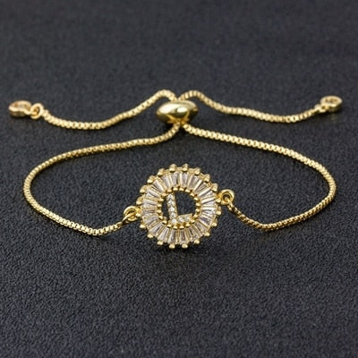 Setting Cubic Zircon Letter Bracelets