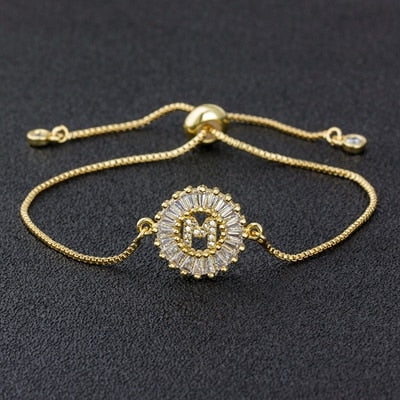 Setting Cubic Zircon Letter Bracelets