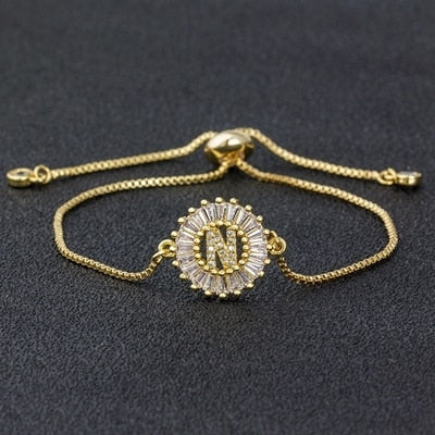 Setting Cubic Zircon Letter Bracelets