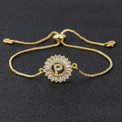 Setting Cubic Zircon Letter Bracelets