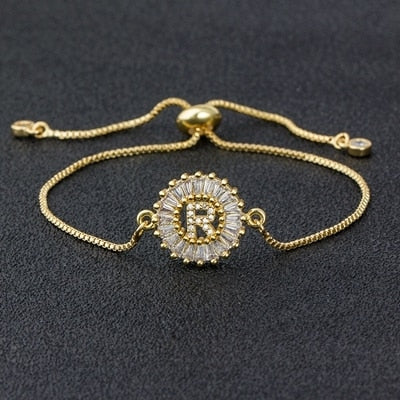 Setting Cubic Zircon Letter Bracelets