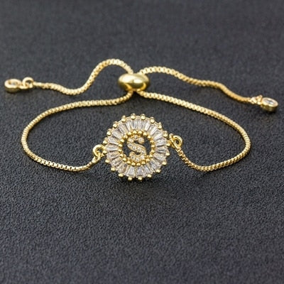 Setting Cubic Zircon Letter Bracelets