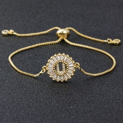 Setting Cubic Zircon Letter Bracelets