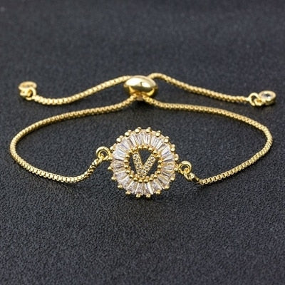 Setting Cubic Zircon Letter Bracelets